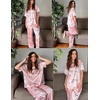Ekouaer Pajamas for Women Set Silky Satin 2 Piece Lounge Sets with Pockets(Pink Love)