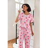 Ekouaer Pajamas for Women Set Silky Satin 2 Piece Lounge Sets with Pockets(Pink Pineapple)