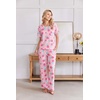 Ekouaer Pajamas for Women Set Silky Satin 2 Piece Lounge Sets with Pockets(Pink Pineapple)