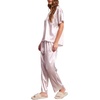 Ekouaer Pajamas for Women Set Silky Satin 2 Piece Lounge Sets with Pockets(Pink Stripes)