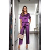 Ekouaer Pajamas for Women Set Silky Satin 2 Piece Lounge Sets with Pockets(Purple)