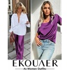 Ekouaer Pajamas for Women Set Silky Satin 2 Piece Lounge Sets with Pockets(Purple)