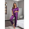 Ekouaer Pajamas for Women Set Silky Satin 2 Piece Lounge Sets with Pockets(Purple)