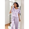 Ekouaer Pajamas for Women Set Silky Satin 2 Piece Lounge Sets with Pockets(Purple Striped)