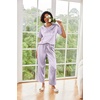 Ekouaer Pajamas for Women Set Silky Satin 2 Piece Lounge Sets with Pockets(Purple Striped)