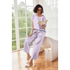 Ekouaer Pajamas for Women Set Silky Satin 2 Piece Lounge Sets with Pockets(Purple Striped)