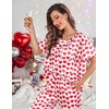 Ekouaer Pajamas for Women Set Silky Satin 2 Piece Lounge Sets with Pockets(Red Heart)