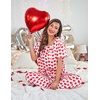 Ekouaer Pajamas for Women Set Silky Satin 2 Piece Lounge Sets with Pockets(Red Heart)