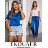 Ekouaer Pajamas for Women Set Silky Satin 2 Piece Lounge Sets with Pockets(Royal Blue)
