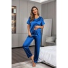 Ekouaer Pajamas for Women Set Silky Satin 2 Piece Lounge Sets with Pockets(Royal Blue)