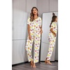 Ekouaer Pajamas for Women Set Silky Satin 2 Piece Lounge Sets with Pockets(Tropical Fruit)