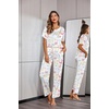 Ekouaer Pajamas for Women Set Silky Satin 2 Piece Lounge Sets with Pockets(Watercolor Bow)