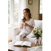 Ekouaer Pajamas for Women Set Silky Satin 2 Piece Lounge Sets with Pockets(Watercolor Bow)