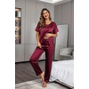 Ekouaer Pajamas for Women Set Silky Satin 2 Piece Lounge Sets with Pockets(Wine Red)