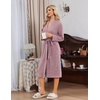 Ekouaer Robe for Women Long Knit Kimono Bathrobe Soft Lightweight Sleepwear(Dusty Rose)