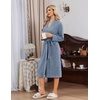 Ekouaer Robe for Women Long Knit Kimono Bathrobe Soft Lightweight Sleepwear(Hazy Blue)