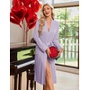 Ekouaer Robe for Women Long Knit Kimono Bathrobe Soft Lightweight Sleepwear(Lavender)