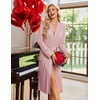 Ekouaer Robe for Women Long Knit Kimono Bathrobe Soft Lightweight Sleepwear(Pink)