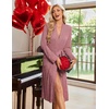 Ekouaer Robe for Women Long Knit Kimono Bathrobe Soft Lightweight Sleepwear(Wine Red)