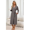 Ekouaer Robes for Women Lightweight Long Bathrobe Soft Knit Bath Robe S-2XL(Dark Gray)