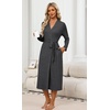 Ekouaer Robes for Women Lightweight Long Bathrobe Soft Knit Bath Robe S-2XL(Dark Heather Gray)