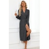Ekouaer Robes for Women Lightweight Long Bathrobe Soft Knit Bath Robe S-2XL(Dark Heather Gray)