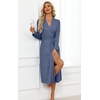 Ekouaer Robes for Women Lightweight Long Bathrobe Soft Knit Bath Robe S-2XL(Navy Blue)