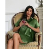 Ekouaer Satin Nightgowns for Women Button Down Silk Short Sleeve Sleepshirt(Army Green)