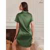Ekouaer Satin Nightgowns for Women Button Down Silk Short Sleeve Sleepshirt(Army Green)