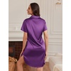 Ekouaer Satin Nightgowns for Women Button Down Silk Short Sleeve Sleepshirt(Bright Purple)