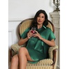 Ekouaer Satin Nightgowns for Women Button Down Silk Short Sleeve Sleepshirt(Evergreen)