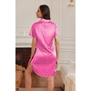 Ekouaer Satin Nightgowns for Women Button Down Silk Short Sleeve Sleepshirt(Pink Leopard)