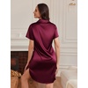 Ekouaer Satin Nightgowns for Women Button Down Silk Short Sleeve Sleepshirt(Wine Red)
