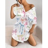 Ekouaer Satin Nightgowns for Women Short Sleeve Button Down Sleepshirt(Bow Print)