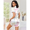 Ekouaer Satin Nightgowns for Women Short Sleeve Button Down Sleepshirt(Bow Print)