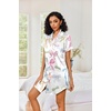 Ekouaer Satin Nightgowns for Women Short Sleeve Button Down Sleepshirt(Bow Print)
