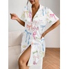 Ekouaer Satin Nightgowns for Women Short Sleeve Button Down Sleepshirt(Bow Print)