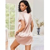 Ekouaer Satin Nightgowns for Women Short Sleeve Button Down Sleepshirt(Champagne)