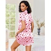 Ekouaer Satin Nightgowns for Women Short Sleeve Button Down Sleepshirt(Heart Print)