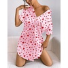 Ekouaer Satin Nightgowns for Women Short Sleeve Button Down Sleepshirt(Heart Print)