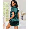 Ekouaer Satin Nightgowns for Women Short Sleeve Button Down Sleepshirt(Lake Green)