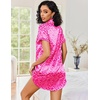 Ekouaer Satin Nightgowns for Women Short Sleeve Button Down Sleepshirt(Leopard)