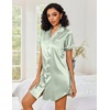 Ekouaer Satin Nightgowns for Women Short Sleeve Button Down Sleepshirt(Light Green)