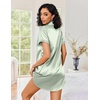 Ekouaer Satin Nightgowns for Women Short Sleeve Button Down Sleepshirt(Light Green)