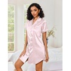 Ekouaer Satin Nightgowns for Women Short Sleeve Button Down Sleepshirt(Pink Leopard)