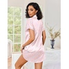 Ekouaer Satin Nightgowns for Women Short Sleeve Button Down Sleepshirt(Pink Leopard)