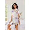 Ekouaer Satin Nightgowns for Women Short Sleeve Button Down Sleepshirt(Purple Floral)