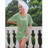 Ekouaer Silk Nightgown for Women Short Sleeve Satin Sleep Shirts(Grey Green)
