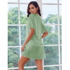 Ekouaer Silk Nightgown for Women Short Sleeve Satin Sleep Shirts(Grey Green)