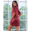 Ekouaer Silk Nightgown for Women Short Sleeve Satin Sleep Shirts(Wine Red)